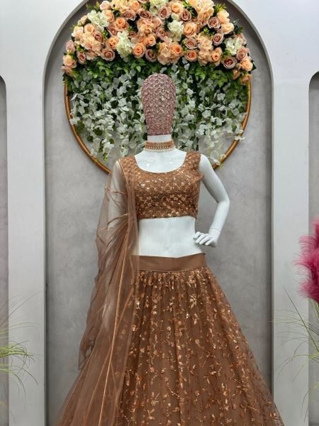 Golden Color Soft Net Wedding Wear Designer Lehenga Designer Lehenga Choli