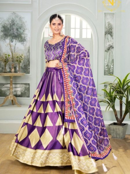 Golden Glow Gota Satin Lehenga Set with Digital Prints Perfect for Weddings   Festivals Wear 