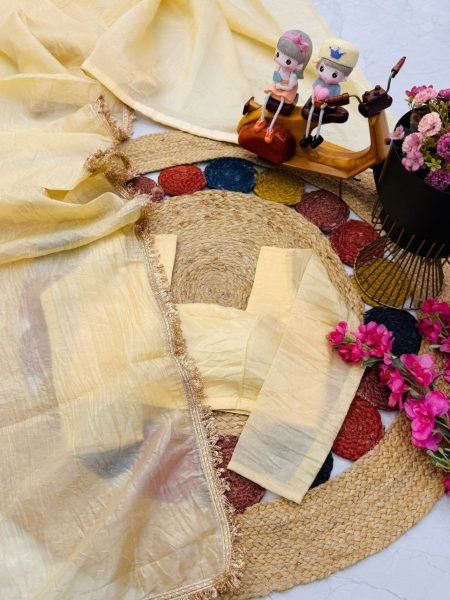 Goldy Crazy Beige Gold Fendy Silk Saree Set Wholesale Pricing Ready To Wear Saree 