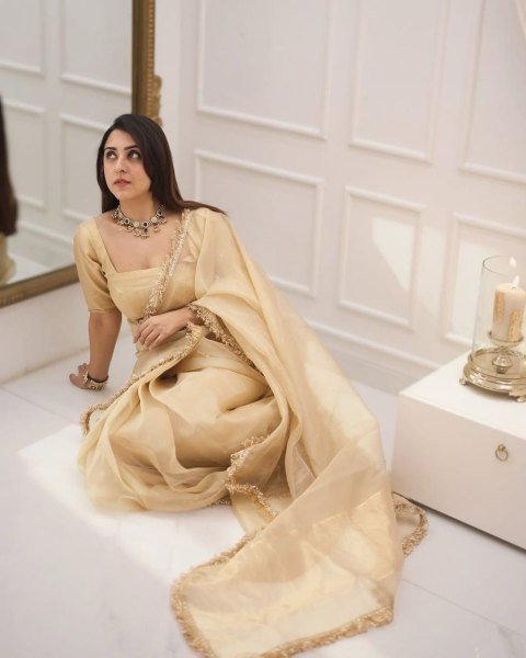 Goldy Crazy Beige Gold Fendy Silk Saree Set Wholesale Pricing Ready To Wear Saree 