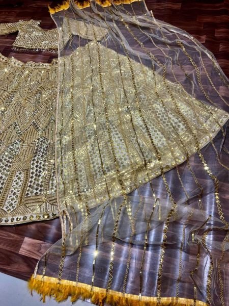 Gorgeous Golden Color Premium Soft Net With Sequence Work Party Wear Lehenga Collection   Designer Lehenga Choli