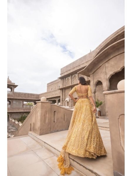 Gorgeous Golden Color Premium Soft Net With Sequence Work Party Wear Lehenga Collection   Designer Lehenga Choli