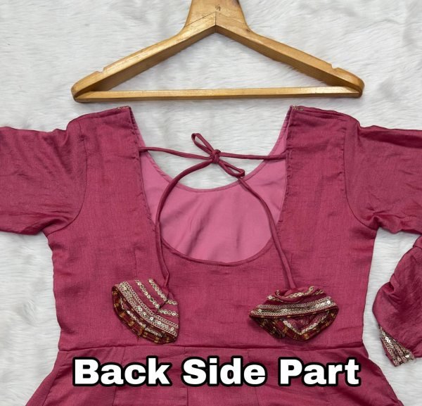 Rose Glow Party Wear Anarkali Pink Flair Gown with Golden Dupatta & Border Anarkali Kurtis 