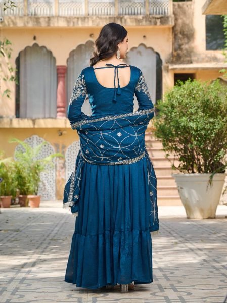 Grace Glamour Wholesale Premium Gown in Pure Vichitra Silk with Sequin Embroidery Anarkali Kurtis 