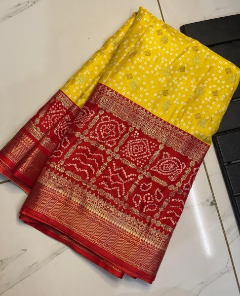 Grace meets tradition—our Super Fancy Patola Sarees with Bandhej prints are now available at wholesale rate. Patola Silk Sarees Wholesale