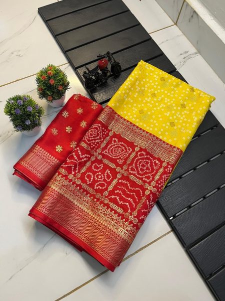 Grace meets tradition—our Super Fancy Patola Sarees with Bandhej prints are now available at wholesale rate. Patola Silk Sarees Wholesale