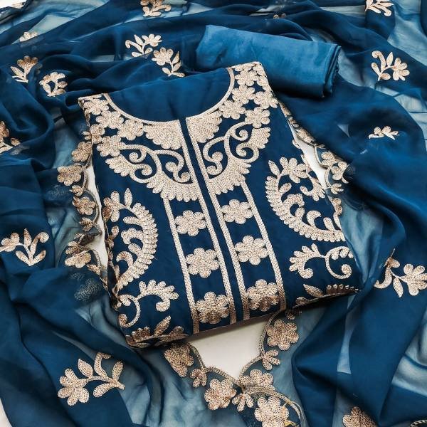 Graceful Georgette Work Drees MAterial Collection At Wholesale Rate Color Set Matching Dress Material Wholesale