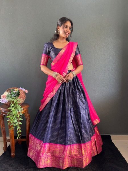 Cultural Elegance Cotton Lehenga Choli Set with Dupatta Half Saree Style for Festive & Bridal Wear Half Saree Lehenga