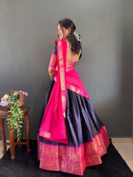 Cultural Elegance Cotton Lehenga Choli Set with Dupatta Half Saree Style for Festive & Bridal Wear Half Saree Lehenga