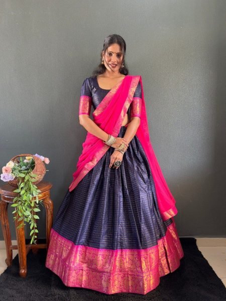 Cultural Elegance Cotton Lehenga Choli Set with Dupatta Half Saree Style for Festive & Bridal Wear Half Saree Lehenga