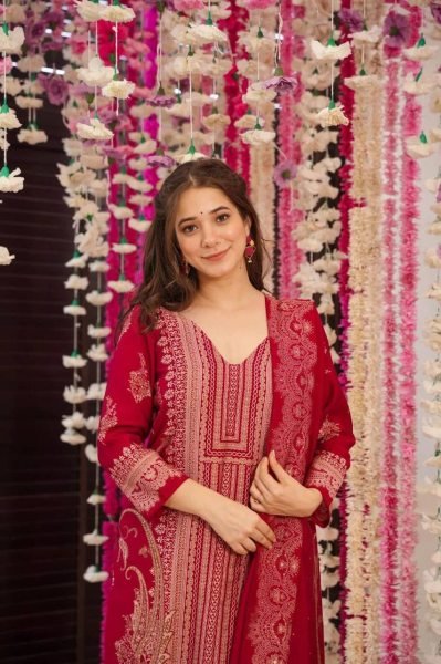 Graceful Straight Cut Suit     Shimmer Fabric with Subtle Stock Work Dupatta  Straight Cut Long Kurtis