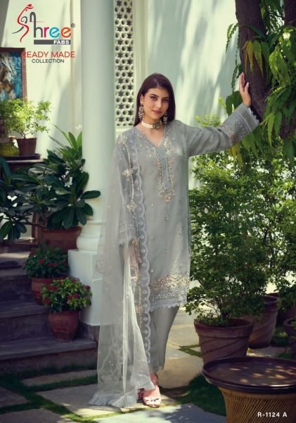 Gray Oraganza Pakistani Suit  Pakistani Suits Wholesale
