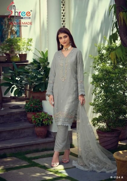 Gray Oraganza Pakistani Suit  Pakistani Suits Wholesale