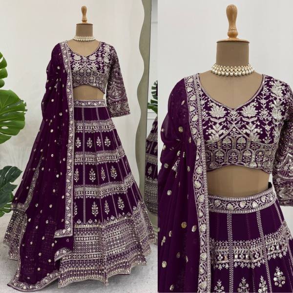 Great Wine Digital Sequins Faux Georgette Engagement Wear Lehenga Choli  Designer Lehenga Choli