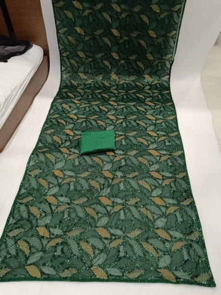 Green Color Georgette Saree With Embroidery   Sequence Work  Georgette Sarees Wholesale