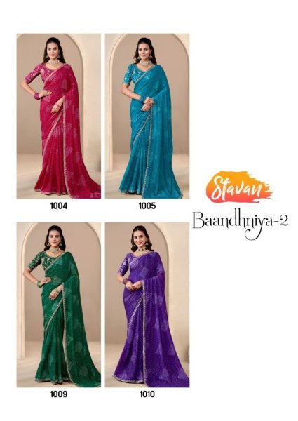 Green Georgette Bandhani Saree with Fancy Border Perfect at Wholesale Price Georgette Sarees Wholesale