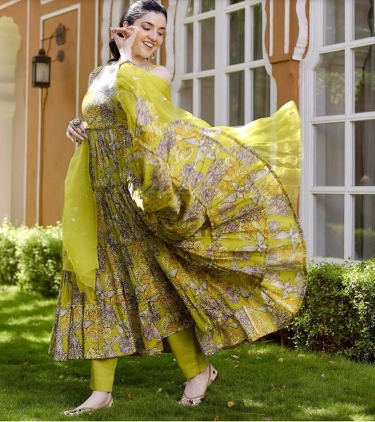 Green Micro Cotton Designer Salwar Suit 3 Piece Kurti Set