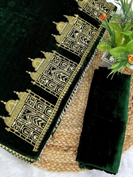 Green Viscose Velvet Solid Plain Saree Designer Wedding Sarees Wholesale