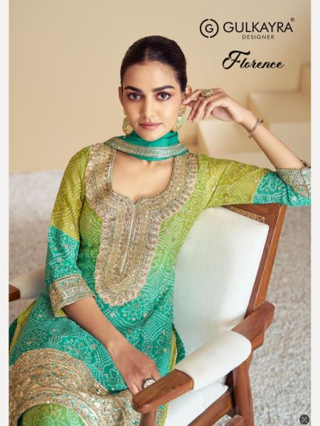 Gulkayra Designer Florence Real Chinon Party Wear Salwar Suits Wholesale Dealer Surat Gujarat Designer Plazzo Salwar Suits Wholesale