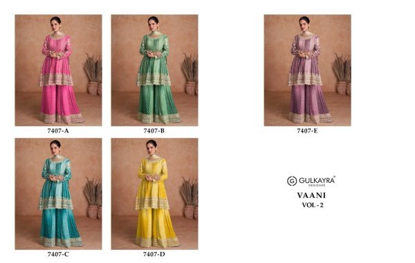Gulkayra Designer Present   Vaani vol 2 Free size Embrodery Sharara Collection  Designer Plazzo Salwar Suits Wholesale