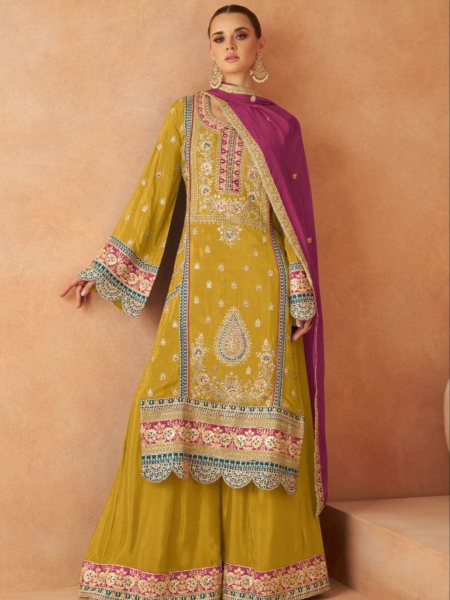 Gulkayra Designer Real Chinon Plazzo Suits Collection  Salwar Kameez