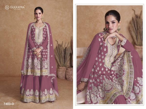 Gulkayra Flory 7403     Real Chinon Embroidered  Dress Designer Plazzo Salwar Suits Wholesale