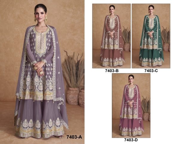 Gulkayra Flory 7403     Real Chinon Embroidered  Dress Designer Plazzo Salwar Suits Wholesale