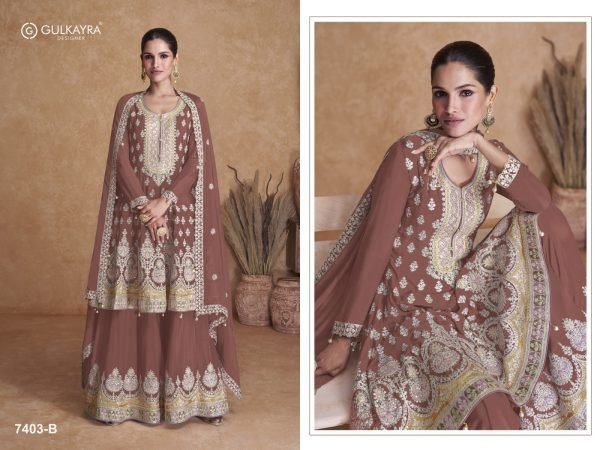 Gulkayra Flory 7403     Real Chinon Embroidered  Dress Designer Plazzo Salwar Suits Wholesale