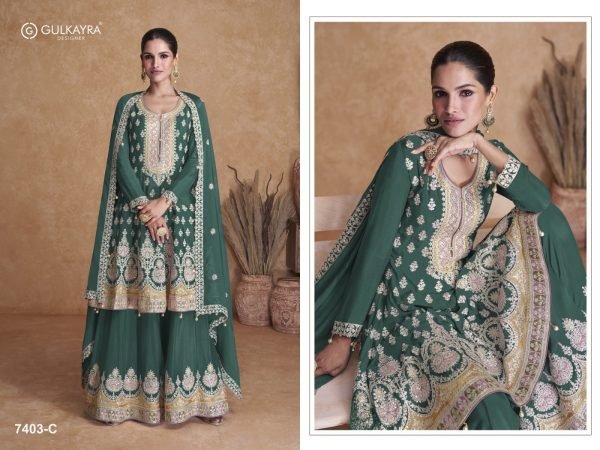 Gulkayra Flory 7403     Real Chinon Embroidered  Dress Designer Plazzo Salwar Suits Wholesale