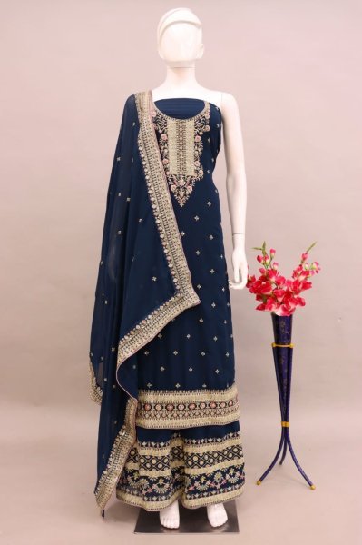 Gulkayra Izhaar Georgette  With Embroidery Codding Sequences Work Salwar Suit  Designer Plazzo Salwar Suits Wholesale