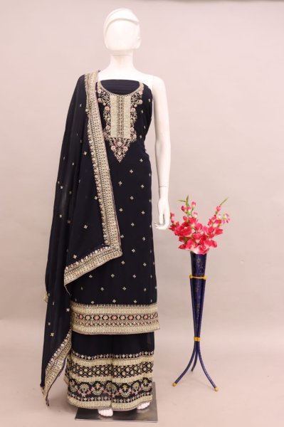 Gulkayra Izhaar Georgette  With Embroidery Codding Sequences Work Salwar Suit  Designer Plazzo Salwar Suits Wholesale