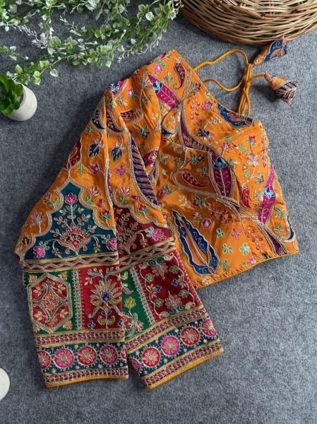 Haldi Perfect Chinon Printed Blouse with Padded Support Bright   Festive Look Blouse Collection