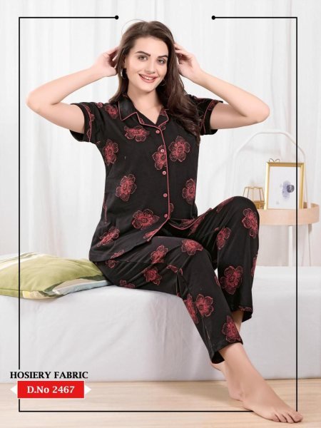 Half Sleeve Cotton Nightwear Set for Ladies Comfortable Pajama Set for Daily Use Night Suit Wholesale