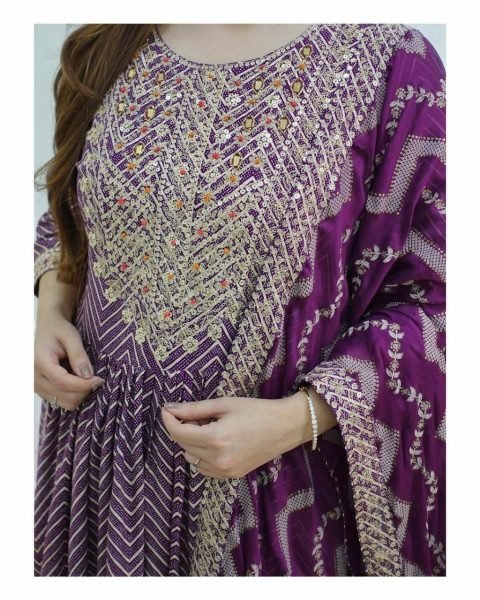 Hand Block Print Long Naira Cut Rayon Kurti Set 3 Piece Kurti Set