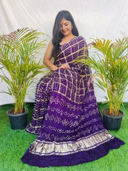 Handcrafted Gaji Silk Bandhani Saree with Ek Dani Work Pure Bandhej Wedding Collection Bandhej Sarees Wholesale