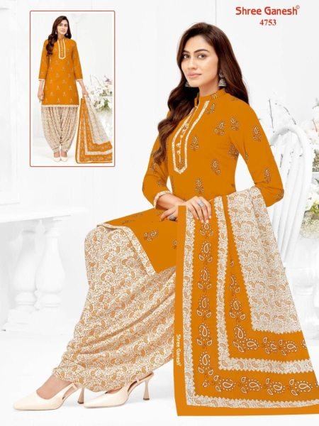 Hansika Cotton Prints 3-Piece Suit Material for Casual Looks Shree Ganesh Dress Material