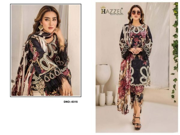 Hazzel Floral Cotton Suit with Heavy Embroidery and Matching Dupatta At Wholesale Price Pakistani Suits Wholesale
