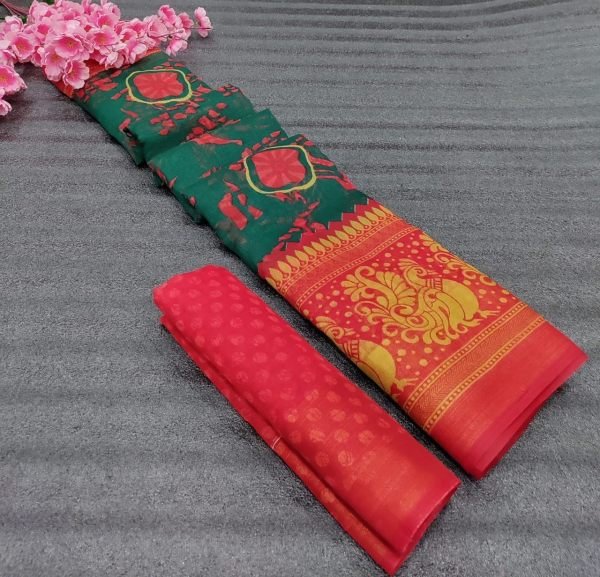 HD Shibori Style Print Cotton Saree With Zari Weaving Border  Cotton Sarees Wholesale