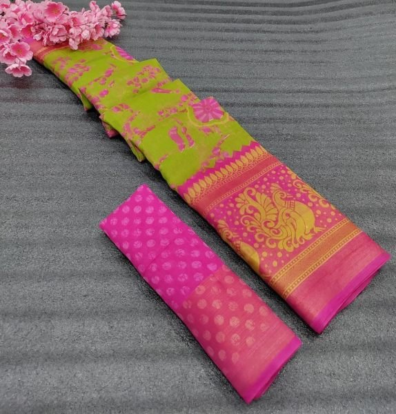 HD Shibori Style Print Cotton Saree With Zari Weaving Border  Cotton Sarees Wholesale