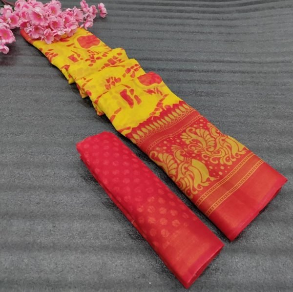 HD Shibori Style Print Cotton Saree With Zari Weaving Border  Cotton Sarees Wholesale