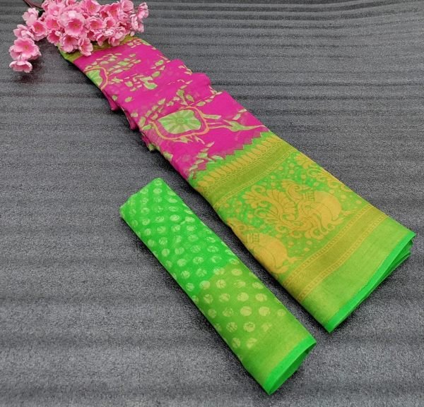 HD Shibori Style Print Cotton Saree With Zari Weaving Border  Cotton Sarees Wholesale