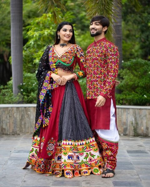 Heavy Butter Silk Lehenga Choli With Real Mirror Work  Navratri Lehnega Choli