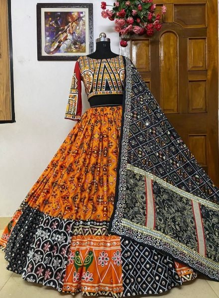 HEAVY BUTTER SILK WITH DIGITAL PRINT Navratri Lehenga Choli  Navratri Lehnega Choli