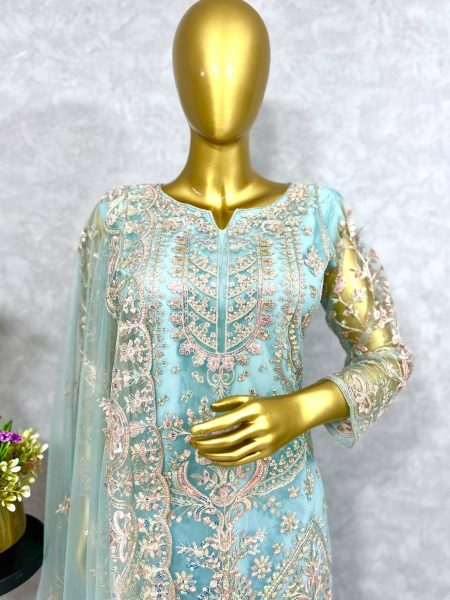 Heavy Butterfly Net Embroidered Work Suit  Pakistani Suits Wholesale