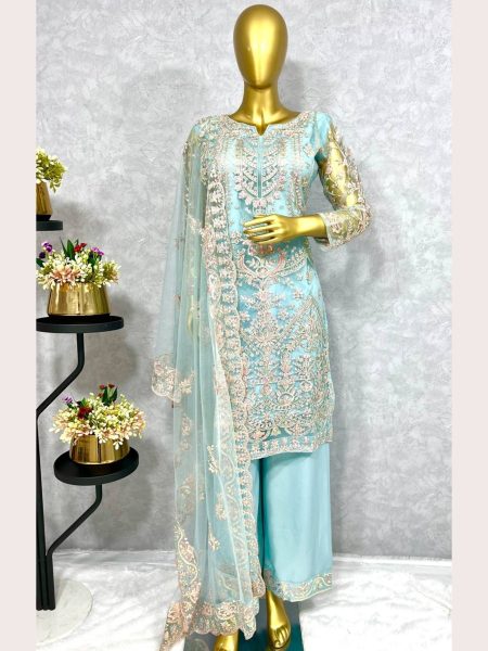 Heavy Butterfly Net Embroidered Work Suit  Pakistani Suits Wholesale