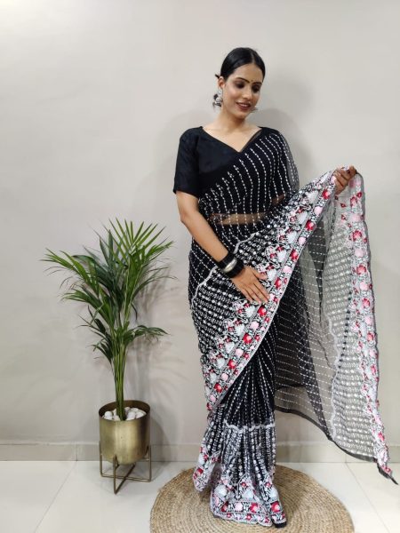 Heavy Butterfly Soft Net Saree With Embroidery   Thread Work  Net Sarees Wholesale