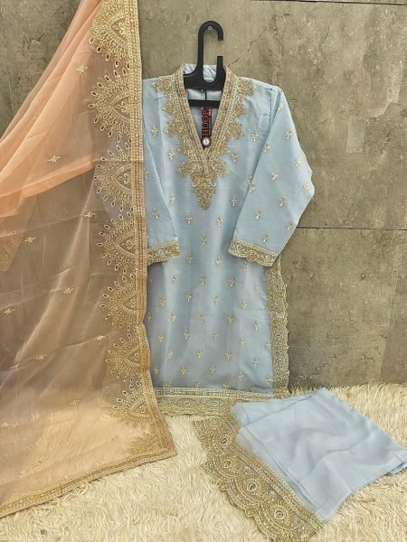 Heavy Chiffon Embroidery With Sequence Cut Work Readymade Pakistani Salwar Suit Collection Pakistani Suits Wholesale