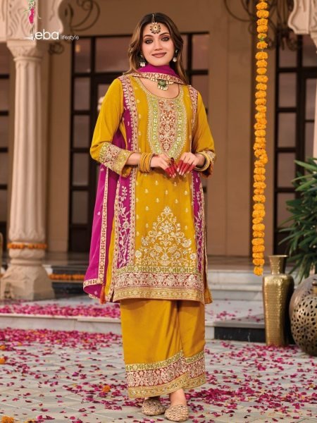 Heavy Chinon Embroidered Salwar Kameez - Eba Designer Readymade Pakistani Suit Collection 