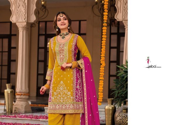Heavy Chinon Embroidered Salwar Kameez - Eba Designer Readymade Pakistani Suit Collection Designer Plazzo Salwar Suits Wholesale