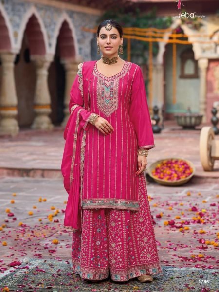 Heavy Chinon Embroidery Suit Set for Women 3 Piece Wedding   Festive Wear Wholesale Prices 